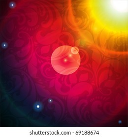 Seamless Wallpaper Background with sun shine, glow sparks and stars. Colorful eps 10