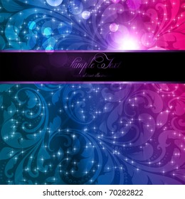 Seamless Wallpaper Background with sun shine, glow sparks and stars. Colorful eps 10