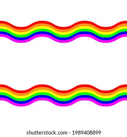 Seamless wallpaper background of wave gay pride rainbow flag stripes with white copy space