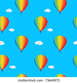 Seamless wallpaper balloons and clouds in the sky