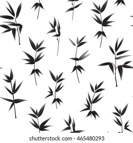 Seamless wallpaper of bamboo leaves pattern.