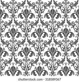 Seamless wallpaper baroque. Black and white background vintage