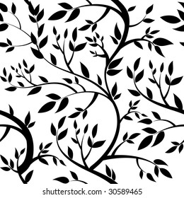 seamless wallpaper - black leaves