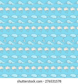 seamless wallpaper of a blue whale on a light blue background