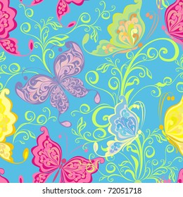 Seamless wallpaper with butterfly
