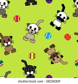 Seamless wallpaper with cartoon cats