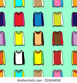 Seamless wallpaper of cartoon sweaters