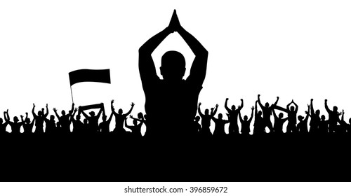 Seamless wallpaper with cheering people