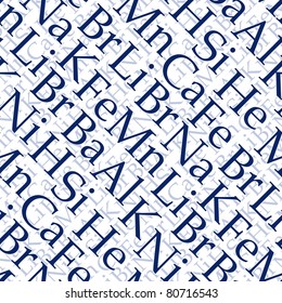 Seamless wallpaper with chemical element symbols on white
