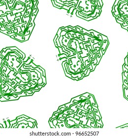 Seamless wallpaper Circuit board pattern in the shape of the heart vector background