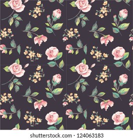 seamless wallpaper classics  vintage tiny flower pattern on navy background