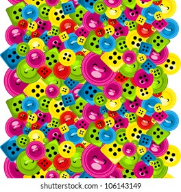 seamless wallpaper with colorful embroidery thread, buttons