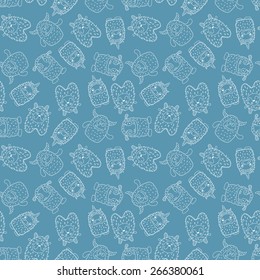seamless wallpaper with the contours of monsters on a dark background
