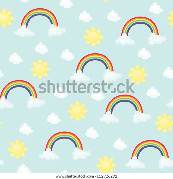 Seamless Wallpaper Cute Rainbow Sun Cloud Stock Vector (Royalty Free ...