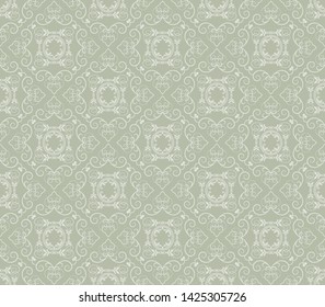 Seamless Wallpaper Damask. Dark background in vintage style. Vector graphics