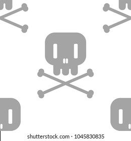 Seamless wallpaper design, gray skull with crossbones