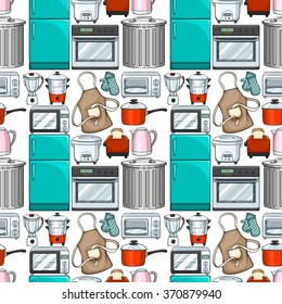 Seamless wallpaper design with kitchenwares illustration