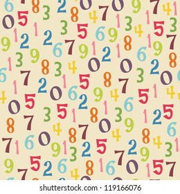 Seamless wallpaper design pattern with colorful numbers