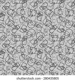 seamless wallpaper with faces of men and women, in a monochrome palette