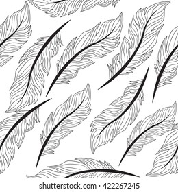 Seamless wallpaper feathers, feathers Drawing patern, texture, endless background, vector illustration