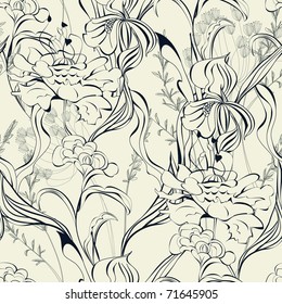 Papel de pared sin soldadura con flores de campo