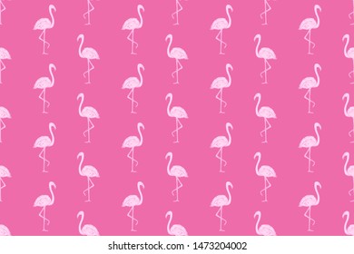 Seamless wallpaper with flamingos. Hand drawn cartoon birds. Print for polygraphy, shirts and textiles. Abstract texture