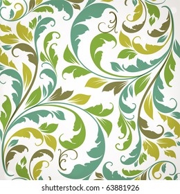 Seamless Wallpaper with floral ornament with leafs and flowers for vintage design, Vector retro background