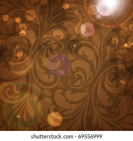 Seamless Wallpaper with floral ornament with leafs and flowers for vintage design, Vector retro background