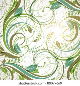 Seamless wallpaper with floral ornament with leafs and flowers for vintage design, Vector spring or summer retro background. Vector Eps 10.