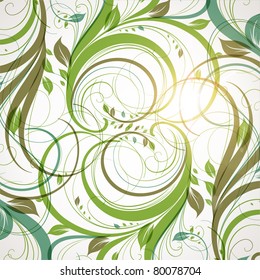 Seamless wallpaper with floral ornament with leafs and flowers for vintage design, Vector spring or summer retro background. Vector Eps 10.