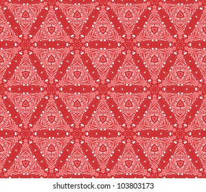 Seamless wallpaper with floral ornament in red and white colors