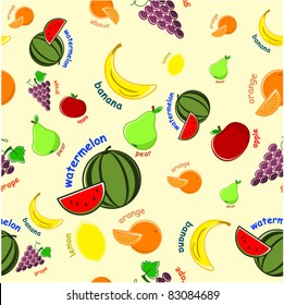 seamless wallpaper - fruit set on a light background