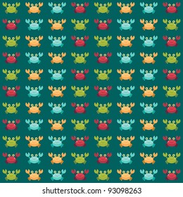 Seamless wallpaper. Funny cartoon crabs