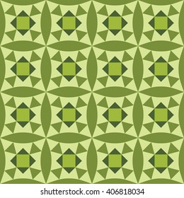 Seamless wallpaper with geometric and floral pattern green