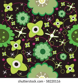seamless wallpaper with green flowers