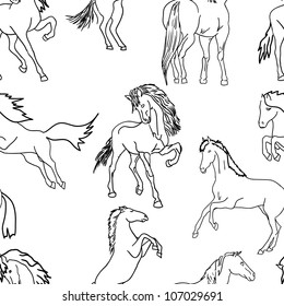 seamless wallpaper horses. Vector illustration
