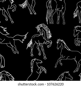 seamless wallpaper horses. Vector illustration