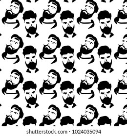 Seamless wallpaper with the image of the stylized man's face.