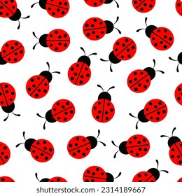 Nahtlose Wallpaper-Ladybug. Vektorkontinuierlicher Hintergrund.