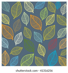 Seamless wallpaper with leaves. Vector.