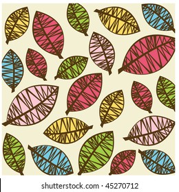 Papel de pared sin costura con hojas. Vector.