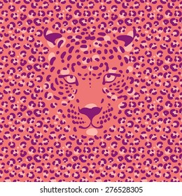 seamless wallpaper with a leopard print and a silhouette of the muzzle of leopard