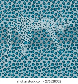 seamless wallpaper with a leopard print and a silhouette of the leopard