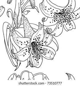 Seamless wallpaper with Lily flowers