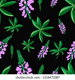 Seamless wallpaper of meadow flowers. Pattern from vector flowers. Flowers for creating cards, seamless backgrounds and wallpapers. Eps 10 vector.