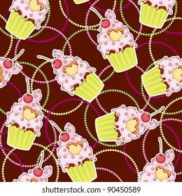 Seamless wallpaper with muffin