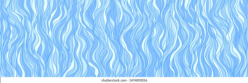 Seamless wallpaper on horizontally surface. Colorful wavy background. Hand drawn waves. Stripe texture with many lines. Waved pattern