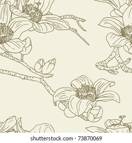 Seamless wallpaper with orchid flowers