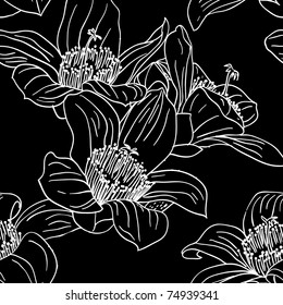 Seamless wallpaper with orchid flowers