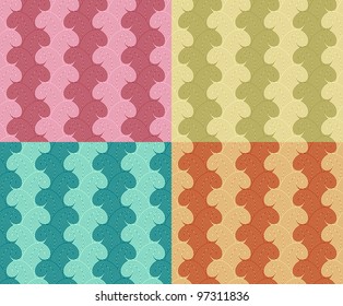 seamless wallpaper with Paisley in four color palettes